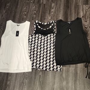 Bundle/Lot of 3 ExpressTank Tops - Black, White, and Houndstooth Pattern XS